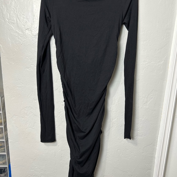 All Saints Spitalfield Trellis Rouche Fitted long sleeve Black Dress - Picture 6 of 7